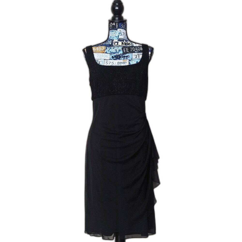 ALEX EVENINGS Layered Chiffon Overlay Dress Sleeveless Empire Waist Ruching 16